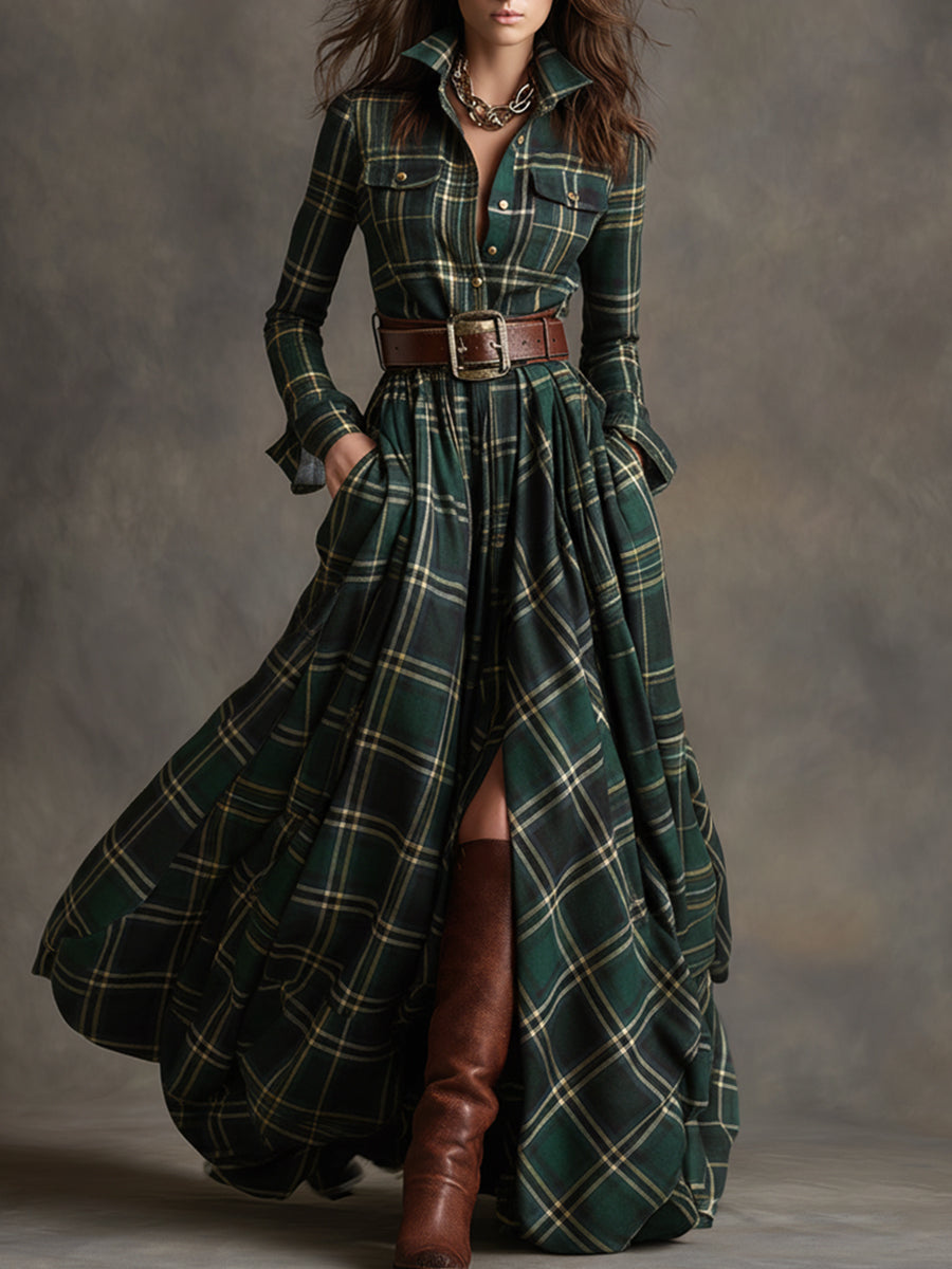 Plaid du Nord - Classic Button-Up Shirt Dress
