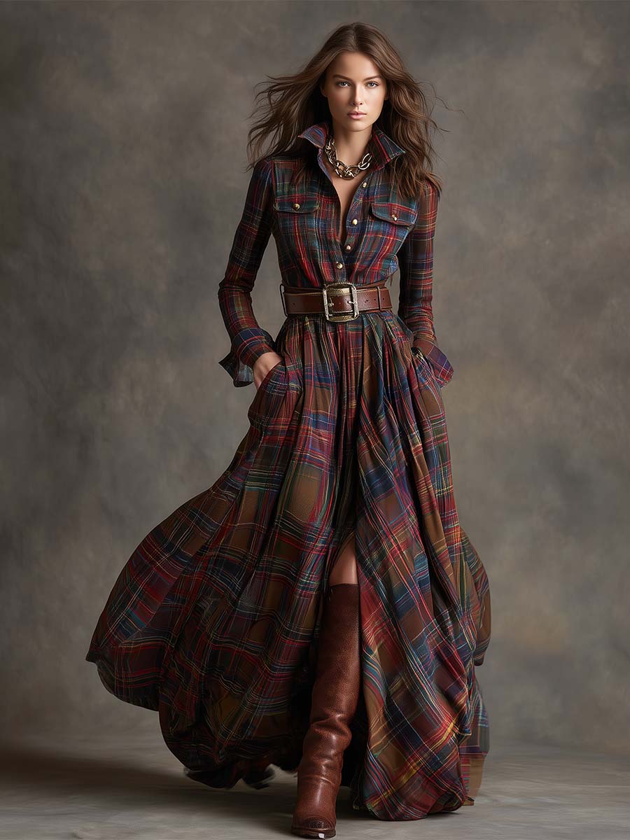 Plaid du Nord - Classic Button-Up Shirt Dress