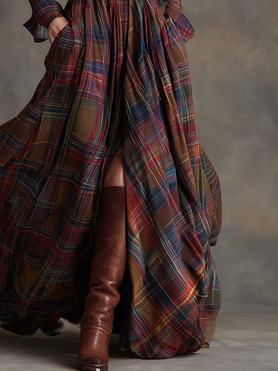Plaid du Nord - Classic Button-Up Shirt Dress