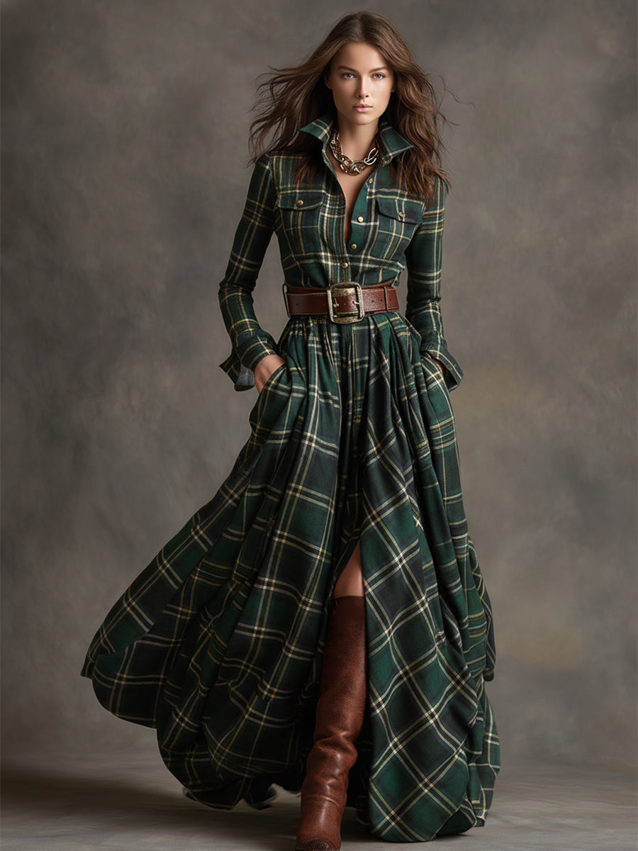 Plaid du Nord - Classic Button-Up Shirt Dress