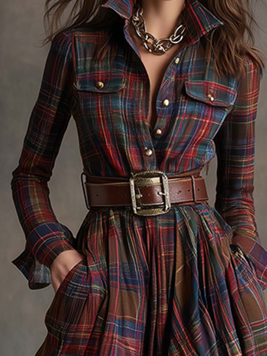 Plaid du Nord - Classic Button-Up Shirt Dress