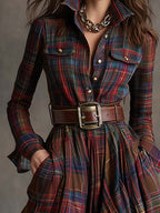 Plaid du Nord - Classic Button-Up Shirt Dress