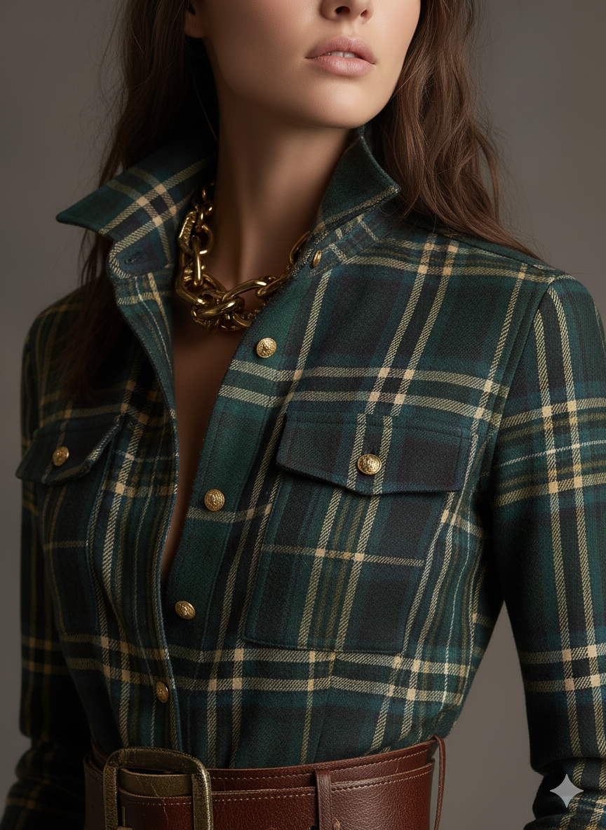 Plaid du Nord - Classic Button-Up Shirt Dress