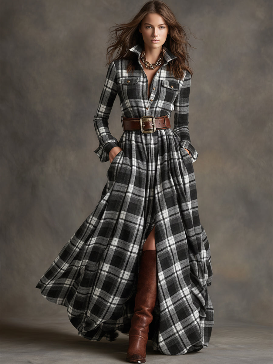Plaid du Nord - Classic Button-Up Shirt Dress