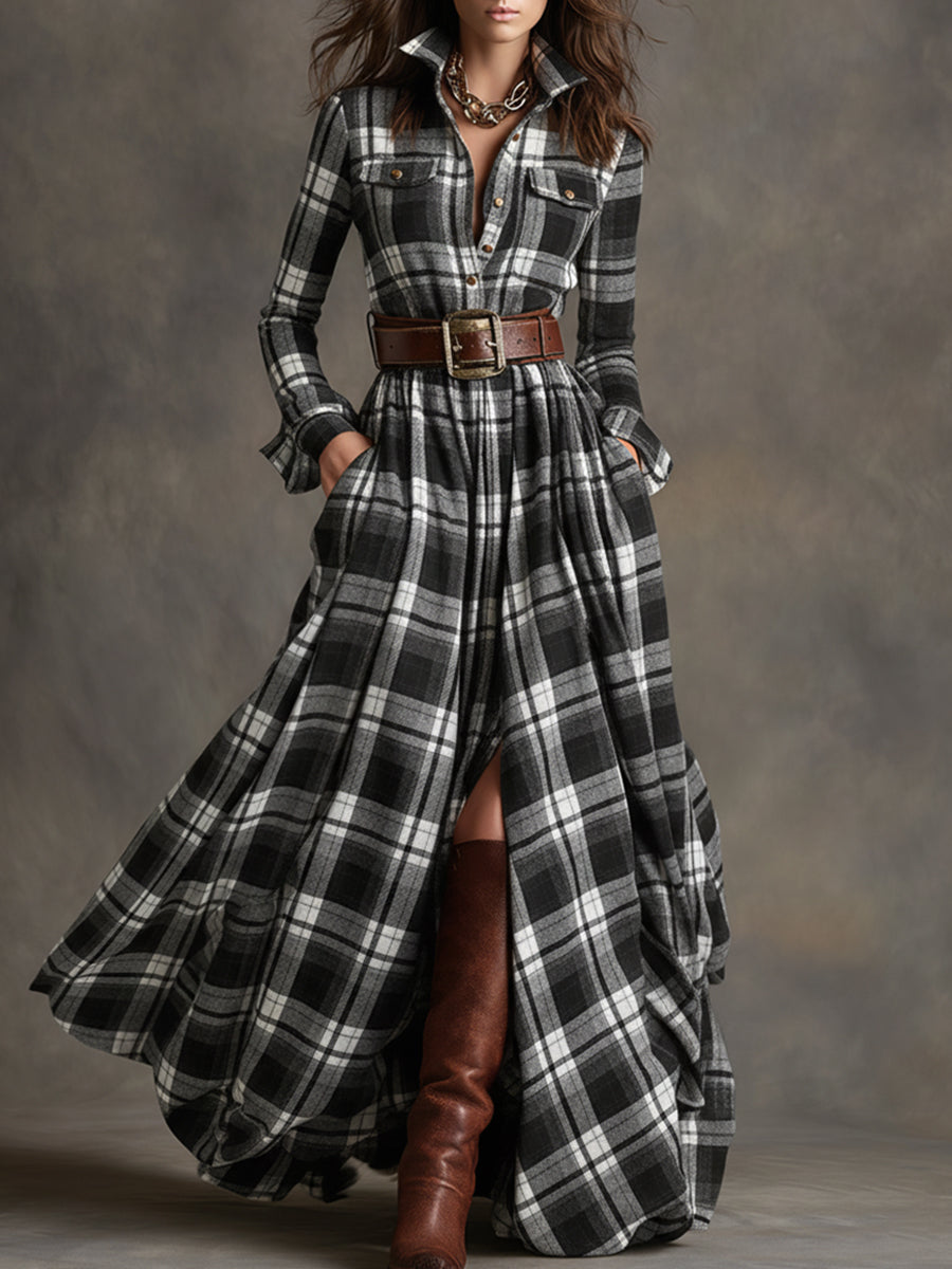 Plaid du Nord - Classic Button-Up Shirt Dress