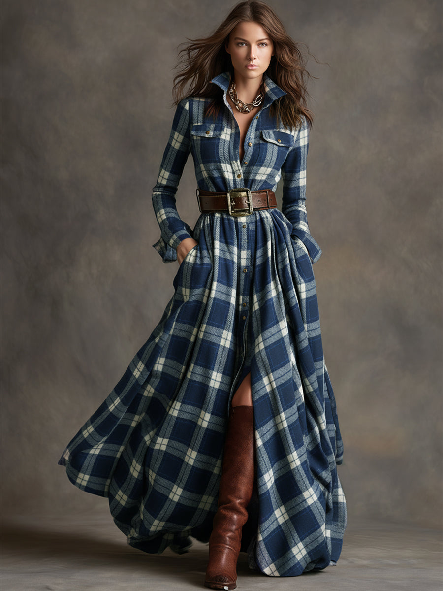 Plaid du Nord - Classic Button-Up Shirt Dress