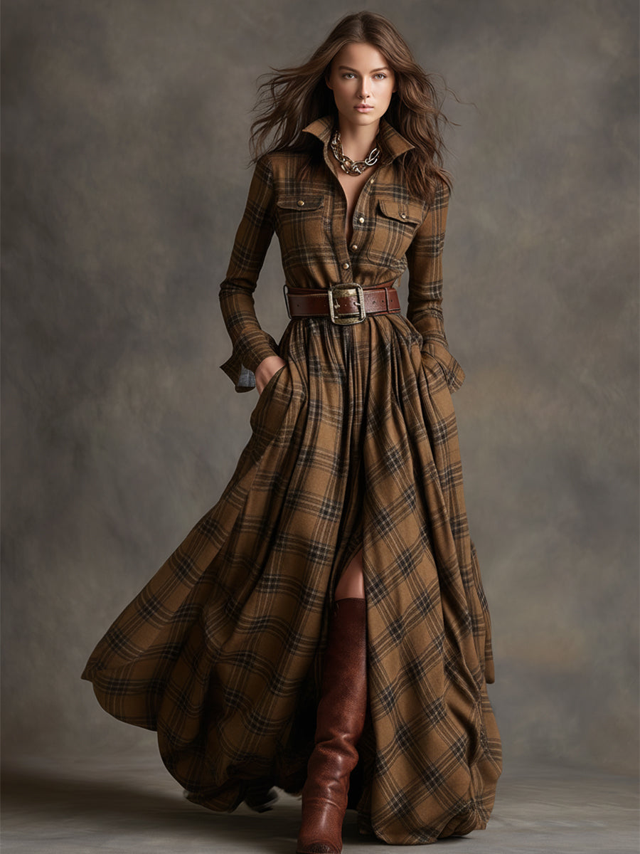 Plaid du Nord - Classic Button-Up Shirt Dress