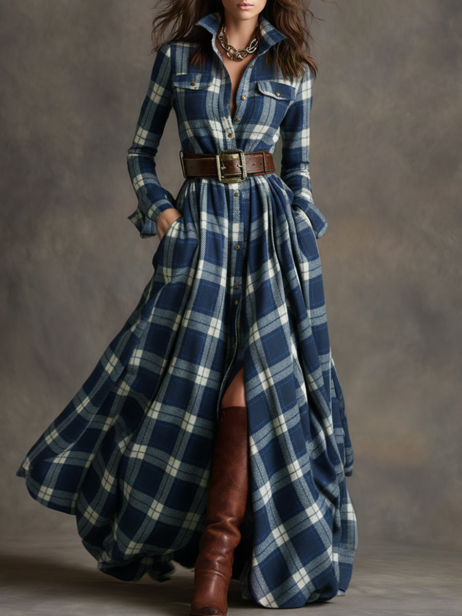 Plaid du Nord - Classic Button-Up Shirt Dress