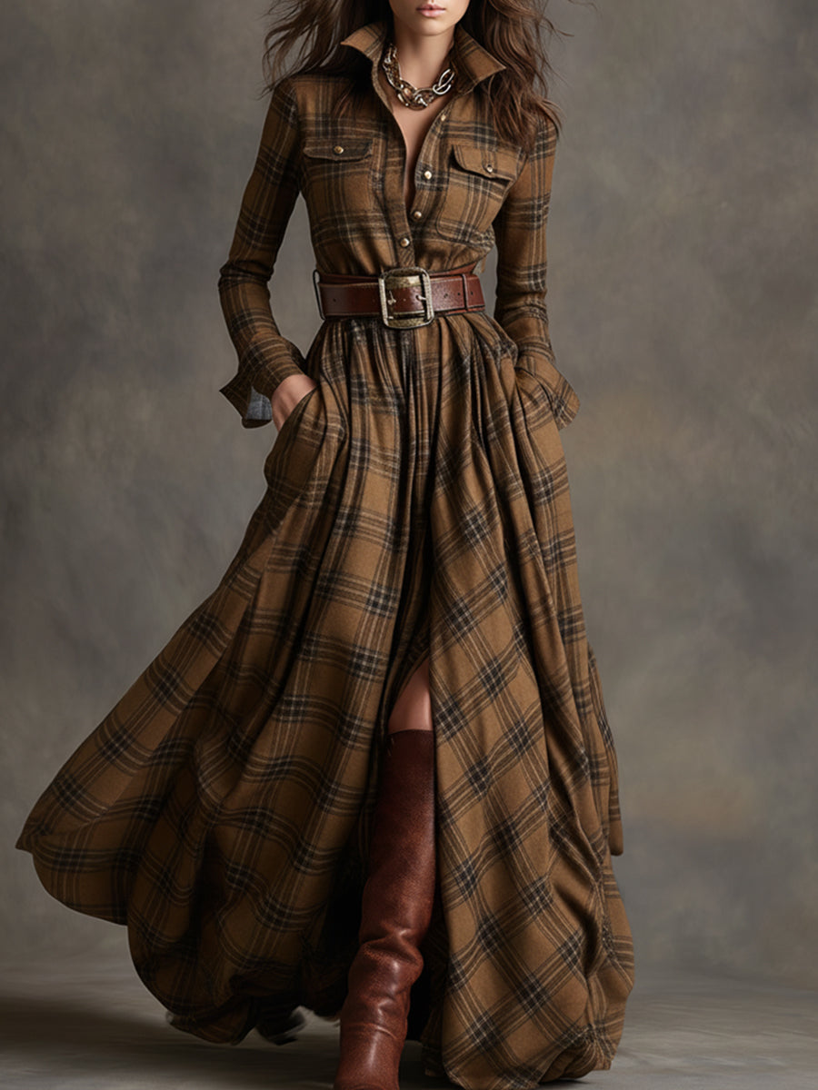 Plaid du Nord - Classic Button-Up Shirt Dress