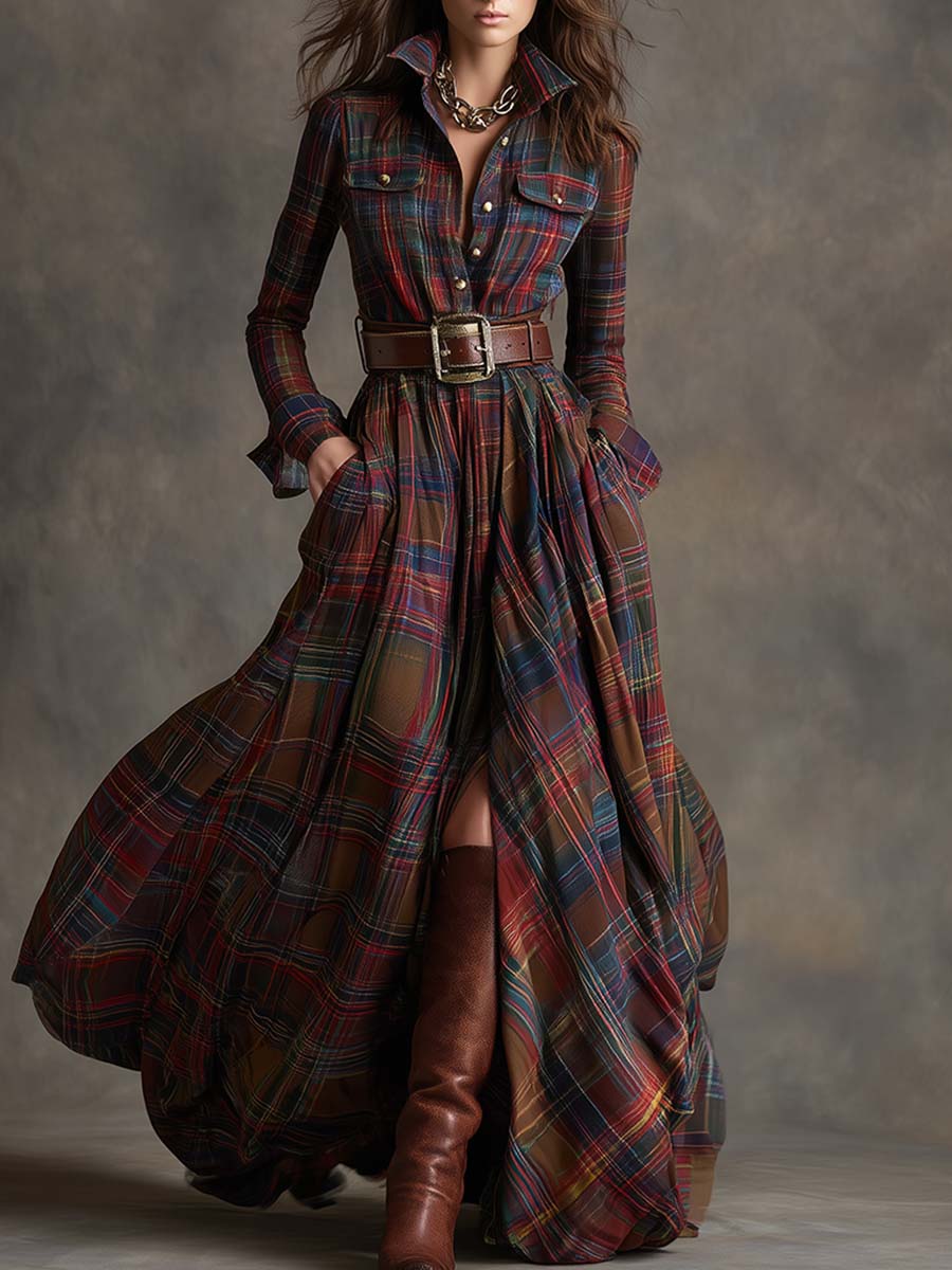 Plaid du Nord - Classic Button-Up Shirt Dress